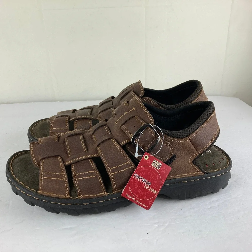 VTG NWT Faded Glory Y2K Retro Earthy‎ Mens 13 Brown Leather Fisherman Sandals
